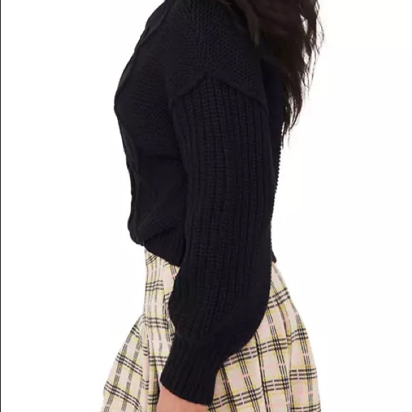 Free People Dream Cable Crew Sweater in Black NWT Small - Picture 8 of 14
